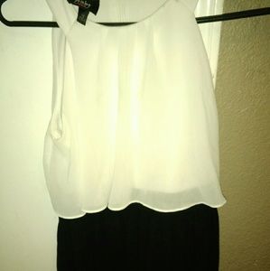 Half white half black dress